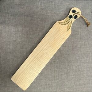 Wooden Serving Cutting Board “Amigo L” with Hand-painted Olive Design #08012510